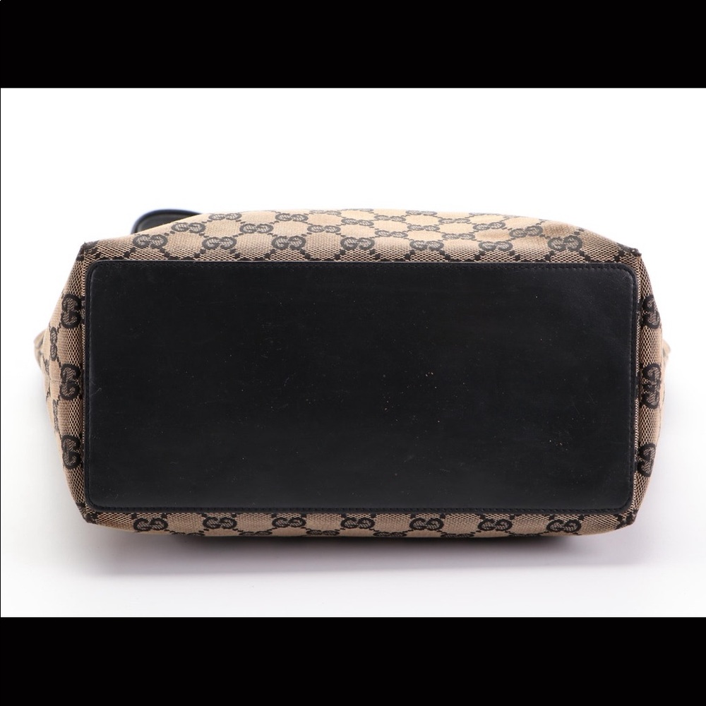 Gucci canvas and black leather tote